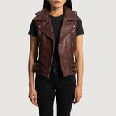 Makus Maroon Leather Biker Jacket